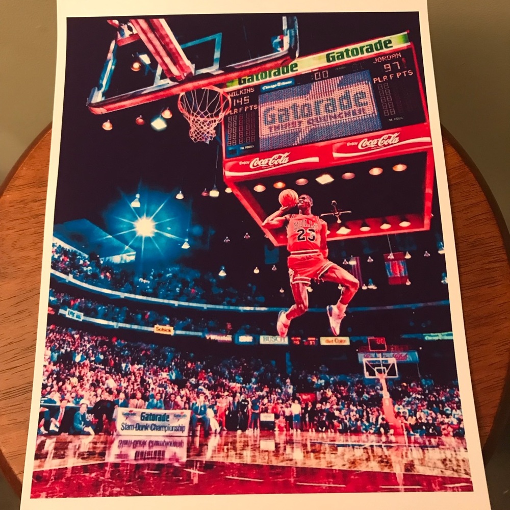 MICHAEL AIR JORDAN 8.5x11 GLOSSY NBA 1988 SLAM DUNK CONTEST VINTAGE POSTER NEW!